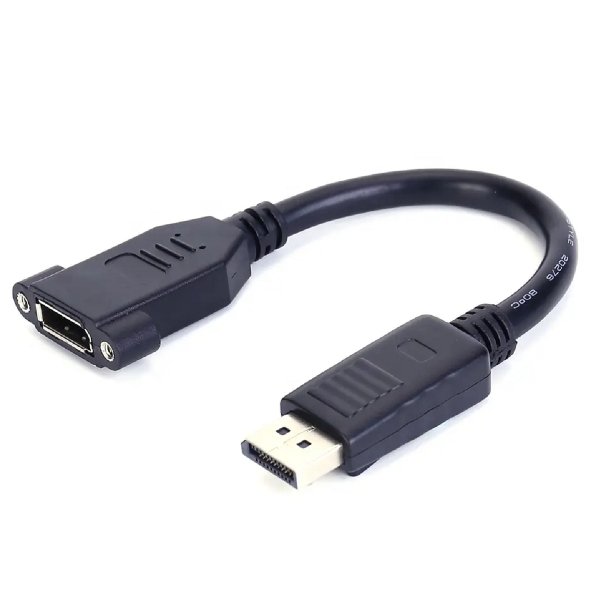 82 DisplayPort Male to Female cable with screw nut locking